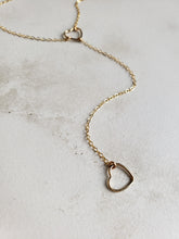 Delicate Open Heart Charm Lariat Necklace